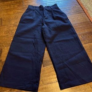 Zara trf Collection high waisted navy blue wise leg culottes, XS!
